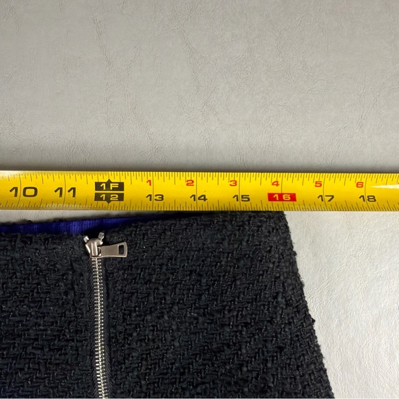 Loft Black Tweed Skirt with Front Zipper Details Lined Women’s Size 8 - Picture 8 of 9